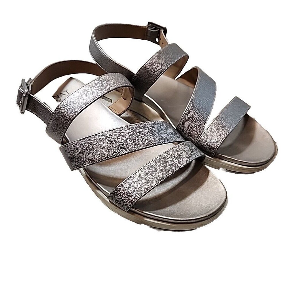 NATURALIZER Womens Sandals ANDREA Shoes Silver Metallic Comfort Flats‎ Size 9 M